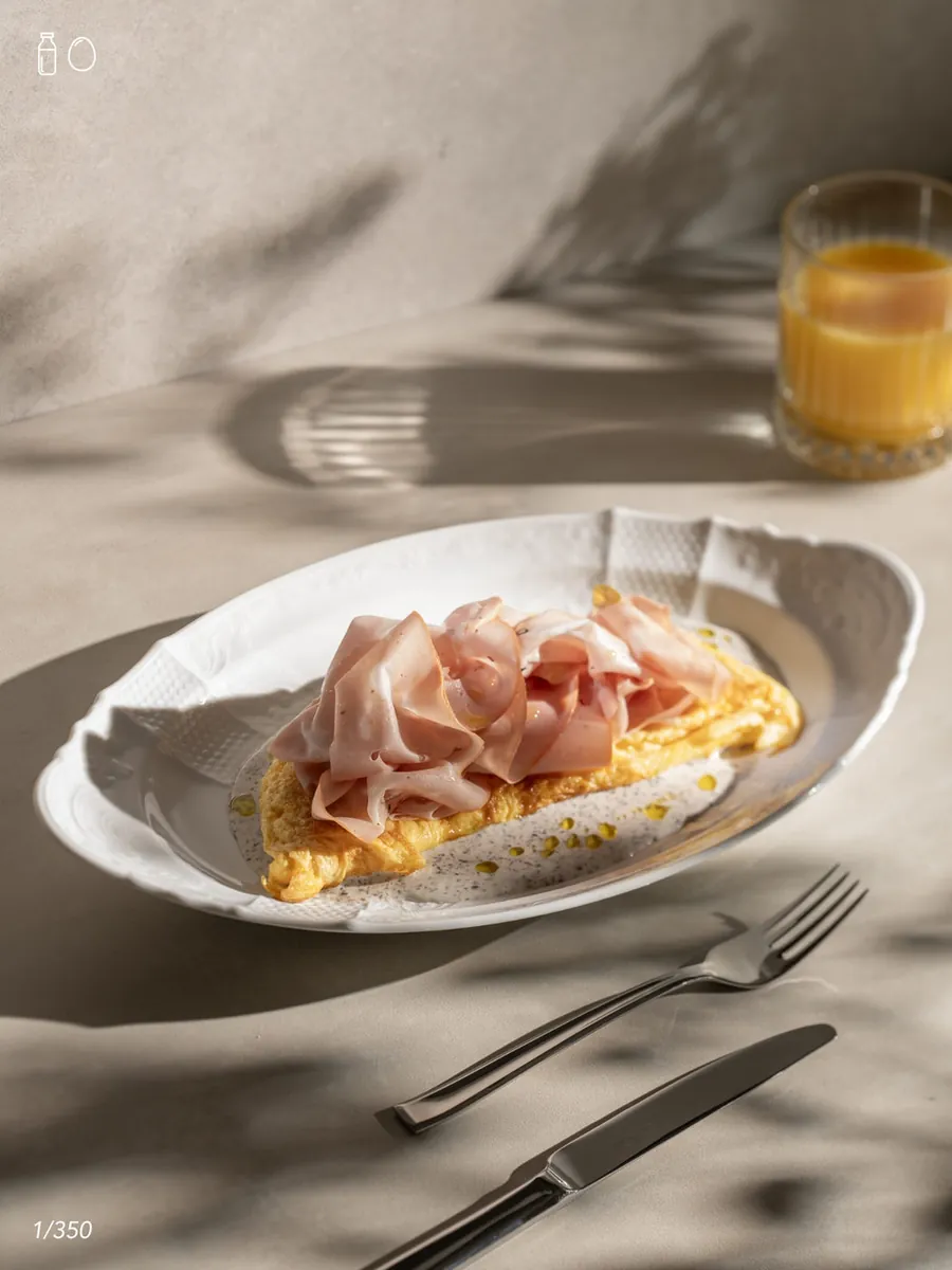 Mortadella Omelette with Truffle Cream