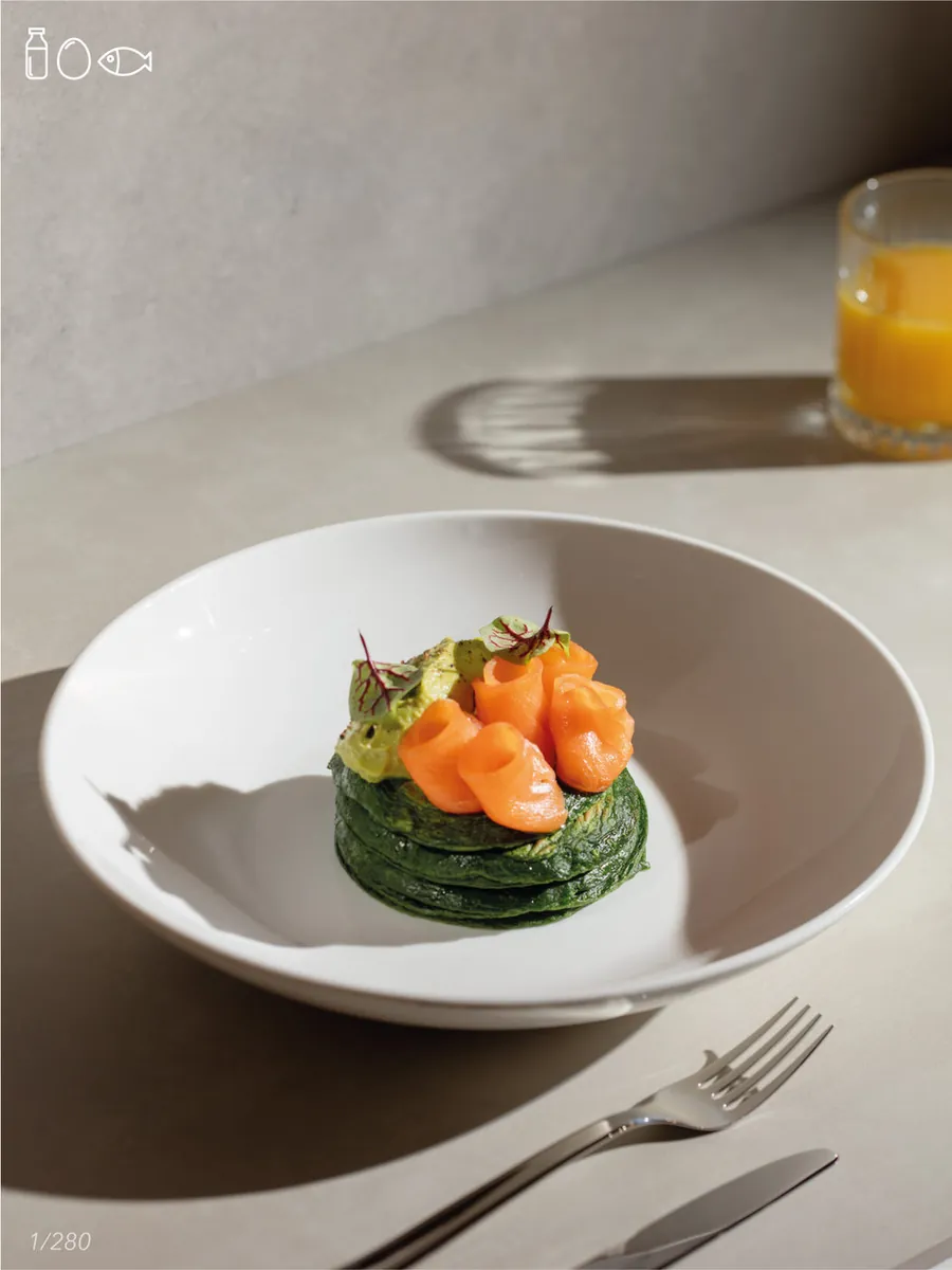 Pancakes with Spinach and Salmon