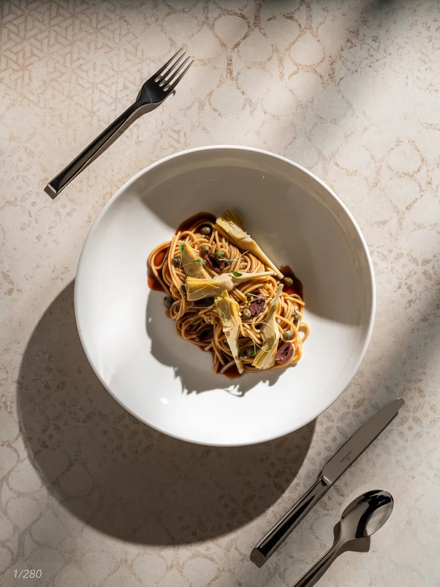 Spaghetti with Calamata and Artichoke