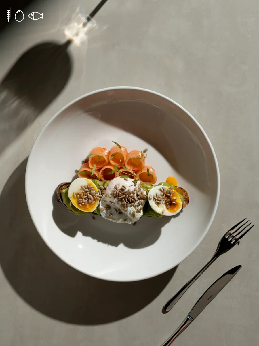 Avocado Toast with Guacamole and Poached Egg